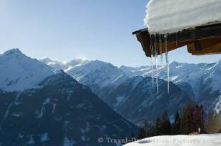 Winter on Wildkogel Mountain from the comfort of a alpine cabin in Austria, Europe.